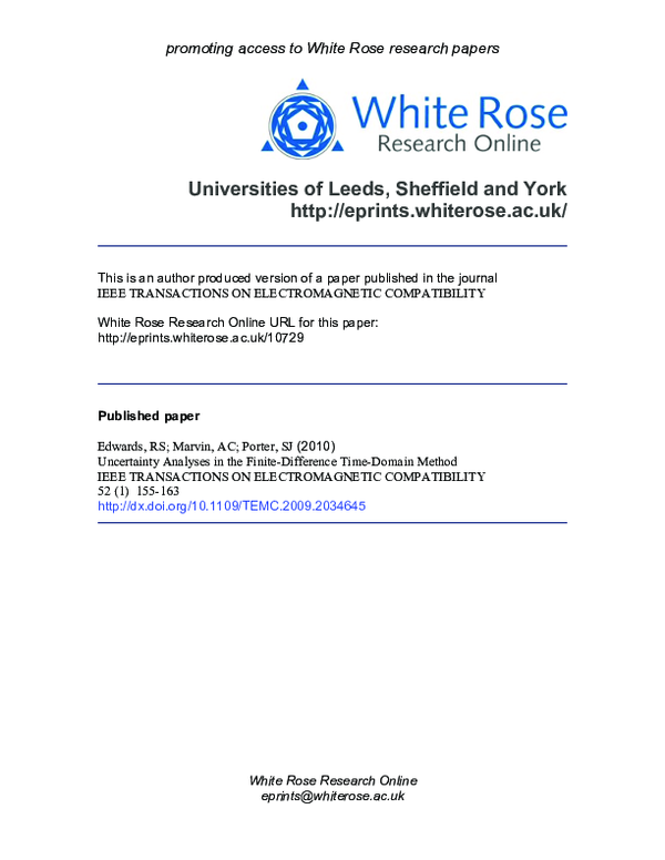  pdf uncertainty analyses in the finite difference time domain method