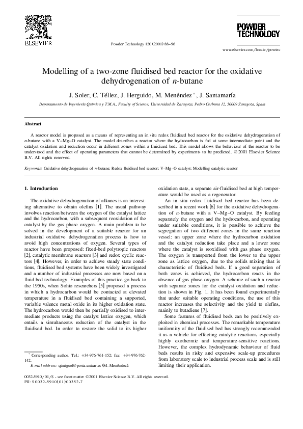(PDF) Modelling of a two-zone fluidised bed reactor for the oxidative ...