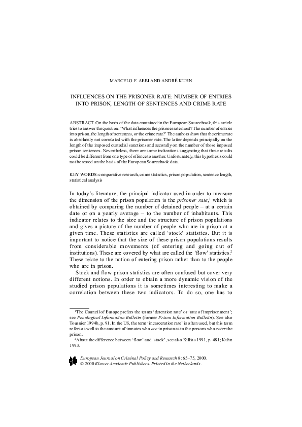(PDF) Influences on the Prisoner Rate: Number of Entries into Prison ...