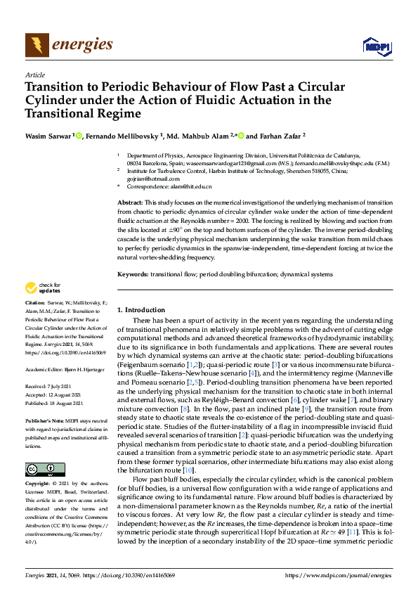 (PDF) Transition to Periodic Behaviour of Flow Past a Circular Cylinder ...