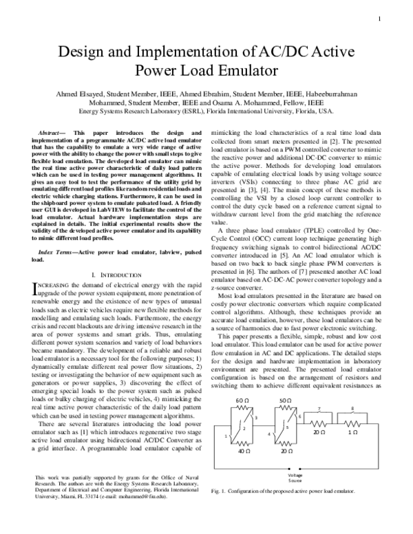 (PDF) Design and implementation of AC/DC active power load emulator