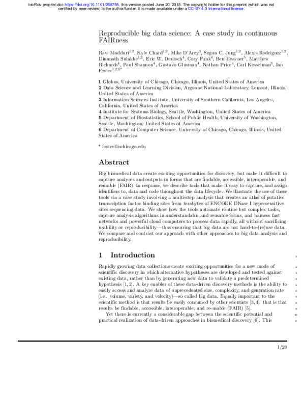 (PDF) Reproducible big data science: A case study in continuous FAIRness
