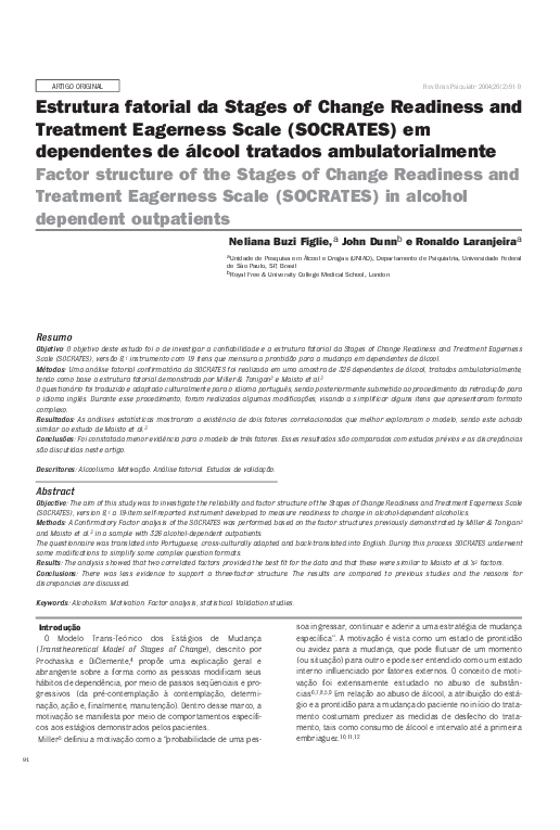 (PDF) Estrutura fatorial da Stages of Change Readiness and Treatment ...