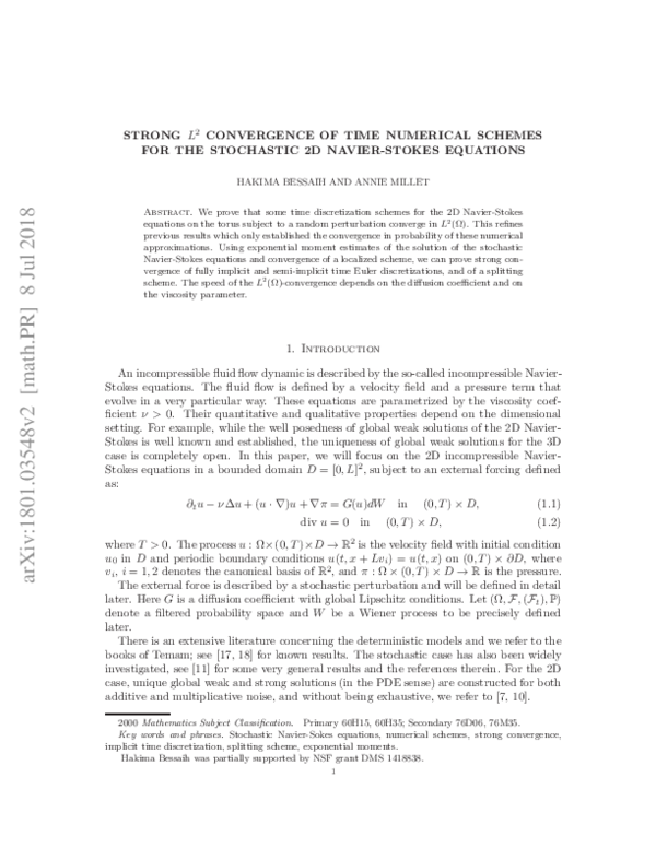 (PDF) Strong $L^2$ convergence of time numerical schemes for the ...