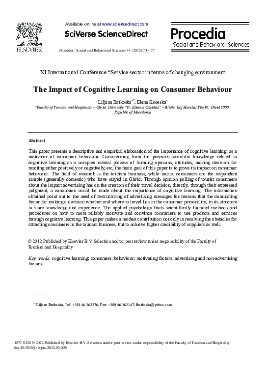 (PDF) The Impact of Cognitive Learning on Consumer Behaviour