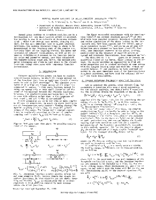(PDF) Mutual phase locking in multijunction Josephson arrays