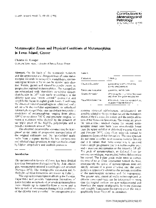 (PDF) Metamorphic zones and physical conditions of metamorphism in ...