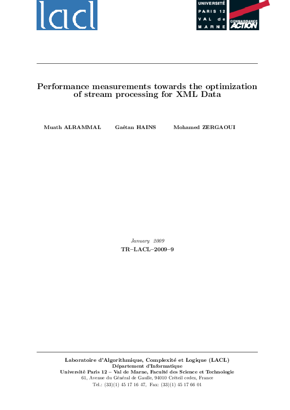 (PDF) Performance Measurements Towards the Optimization of Stream ...