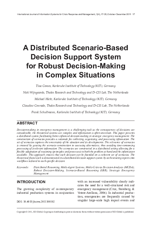 (PDF) A Distributed Scenario-Based Decision Support System for Robust ...