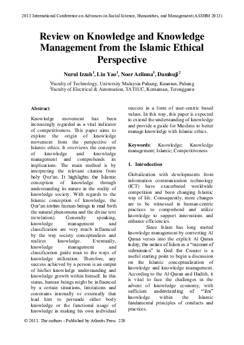(PDF) Review on Knowledge and Knowledge Management from the Islamic ...