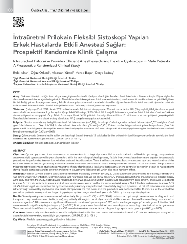 (PDF) Comparison of Different Forms of Local Anesthetic in Cystoscopy