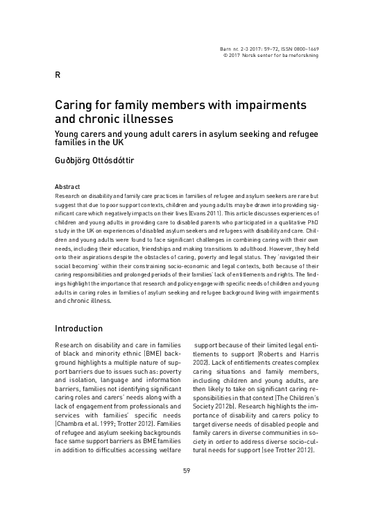 (PDF) Caring for family members with impairments and chronic illnesses ...