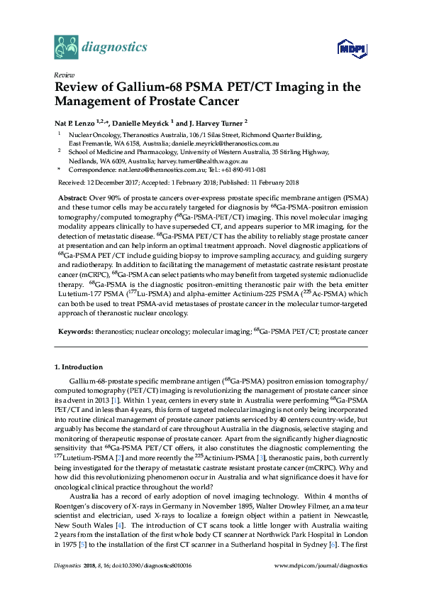 (PDF) Review of Gallium-68 PSMA PET/CT Imaging in the Management of ...