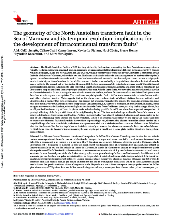 (PDF) The geometry of the North Anatolian transform fault in the Sea of ...