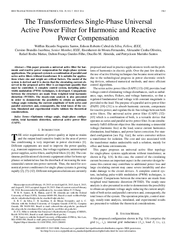(PDF) Transformerless Single-Phase Universal Active Filter with UPS ...
