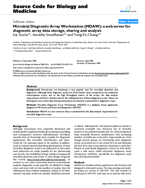 (PDF) Microbial Diagnostic Array Workstation (MDAW): a web server for ...