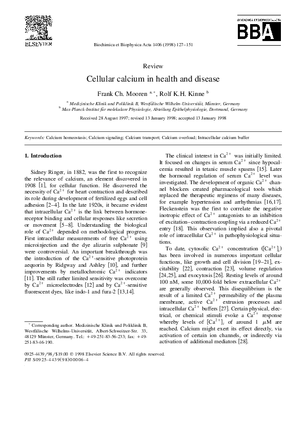 (PDF) Cellular calcium in health and disease
