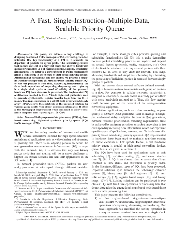 (PDF) A Fast, Single-Instruction–Multiple-Data, Scalable Priority Queue
