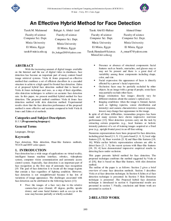 (PDF) An Effective Hybrid Method for Face Detection