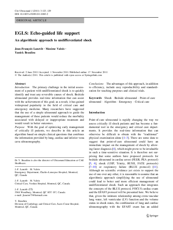 (PDF) EGLS: Echo-guided life support