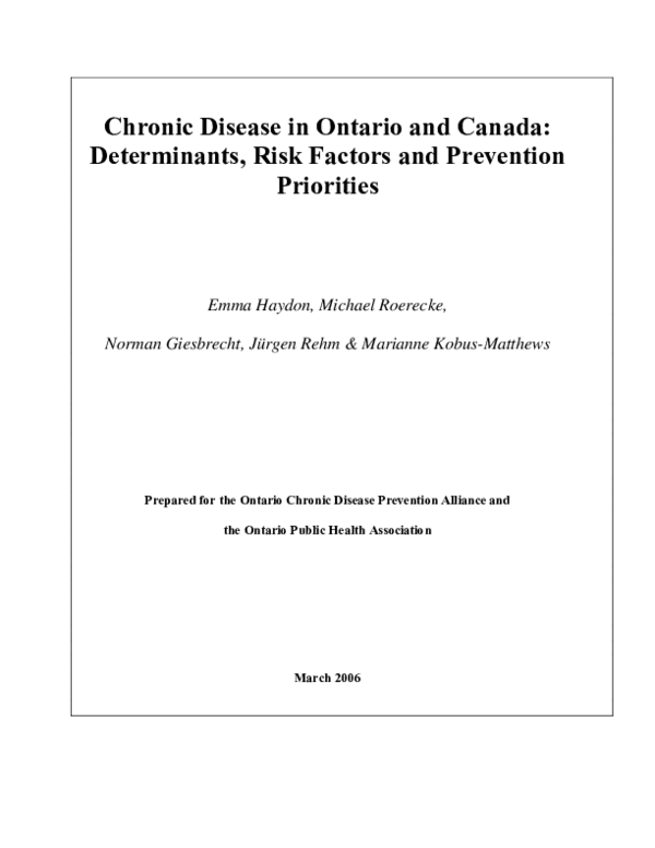 (PDF) Chronic disease in Ontario and Canada: determinants, risk factors ...