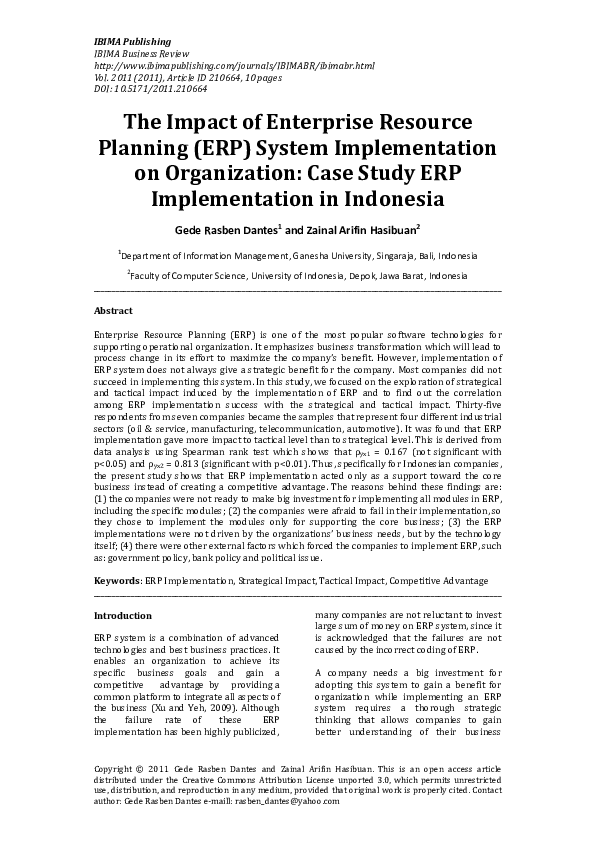 Pdf The Impact Of Enterprise Resource Planning Erp System Pdf The Impact Of Enterprise Resource Planning Erp System