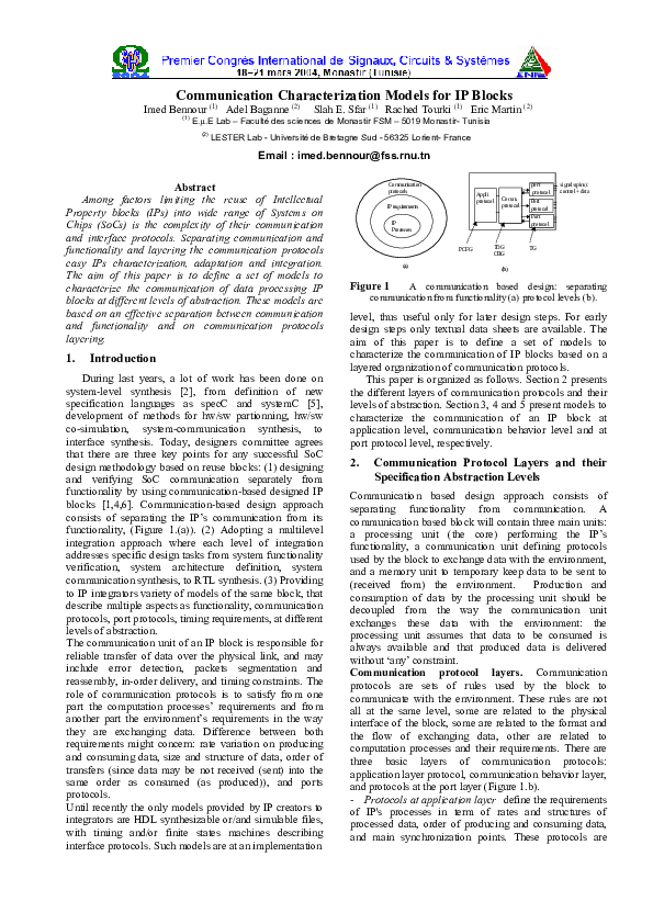 (PDF) Communication Characterization Models for IP Blocks
