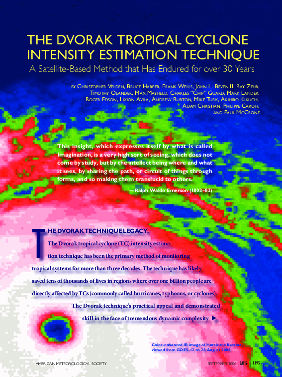 (PDF) The Dvorak tropical cyclone intensity estimation technique