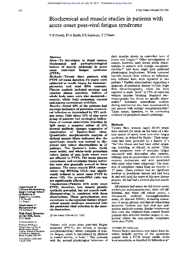 (PDF) Biochemical and muscle studies in patients with acute onset post ...
