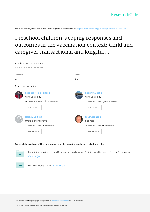 (PDF) Preschool children's coping responses and outcomes in the ...