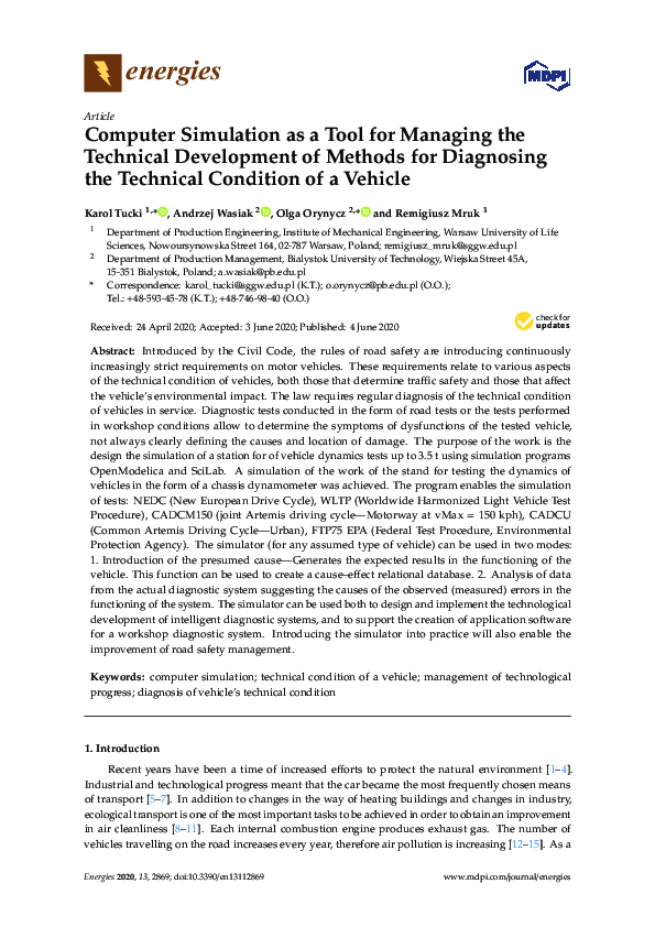 (PDF) Computer Simulation as a Tool for Managing the Technical ...