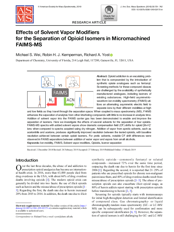 (PDF) Effects of Solvent Vapor Modifiers for the Separation of Opioid ...