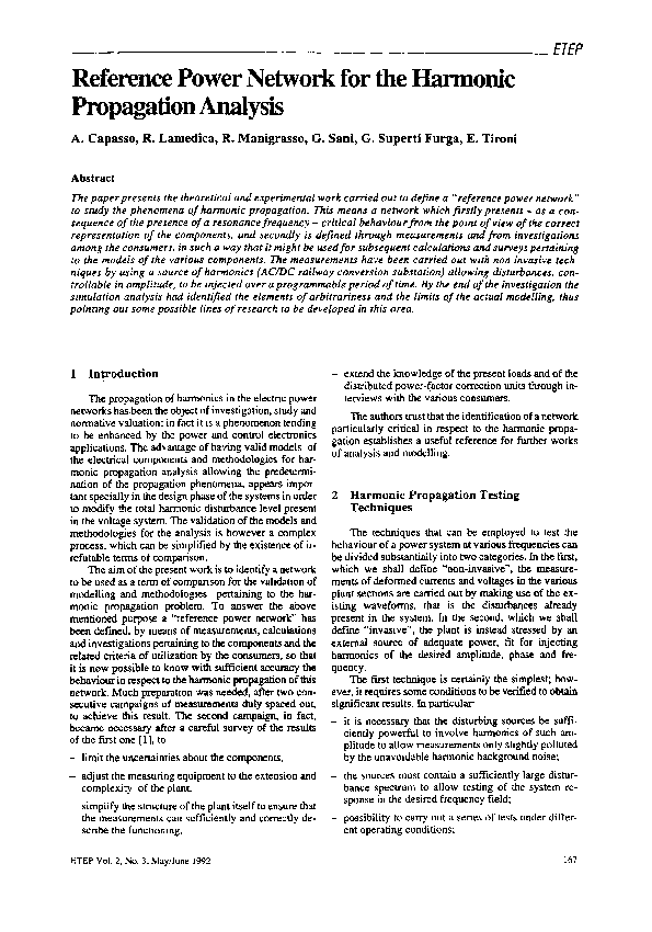 (PDF) Reference power network for the harmonic propagation analysis