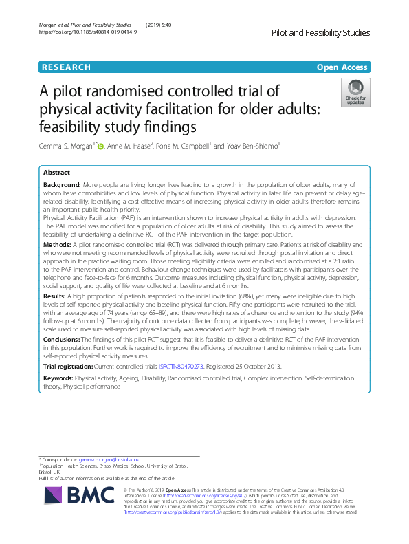 (PDF) A pilot randomised controlled trial of physical activity ...