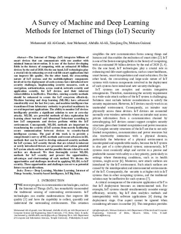 (PDF) A Survey of Machine and Deep Learning Methods for Internet of ...