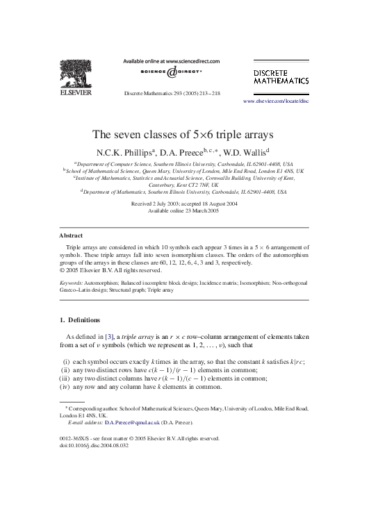 (PDF) The seven classes of triple arrays