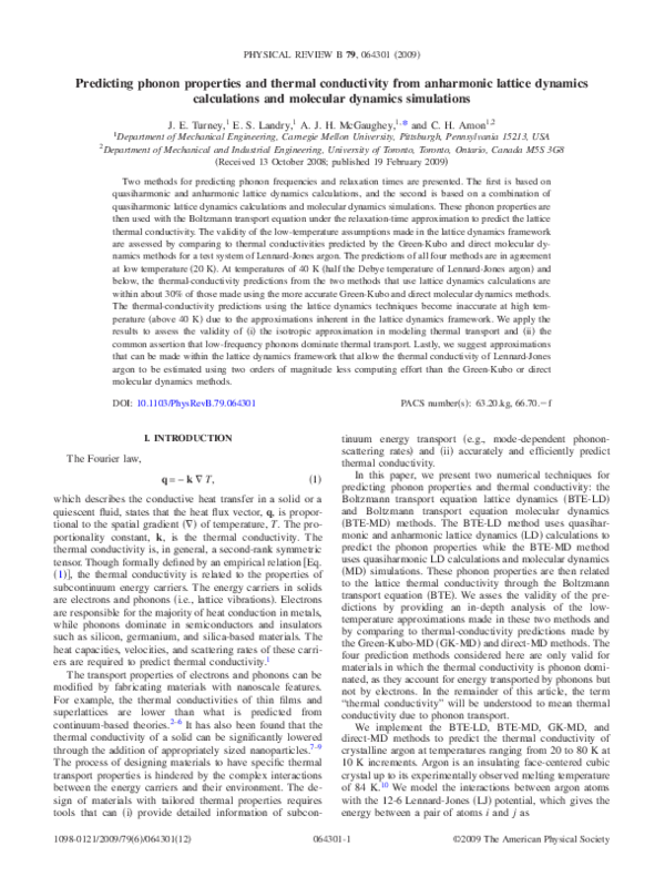 (PDF) Predicting phonon properties and thermal conductivity from ...