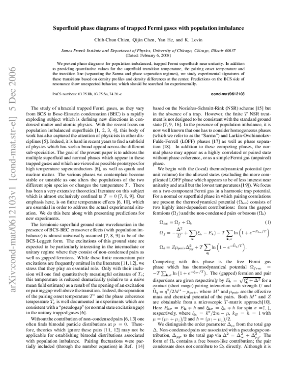(PDF) Superfluid Phase Diagrams of Trapped Fermi Gases with Population ...