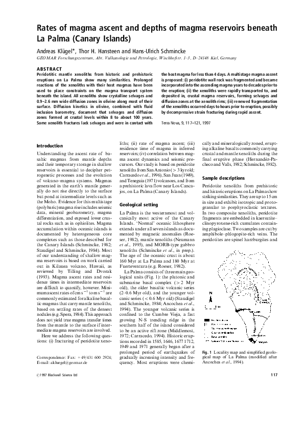 (PDF) Rates of magma ascent and depths of magma reservoirs beneath La ...