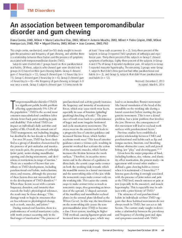 (PDF) An association between temporomandibular disorder and gum chewing