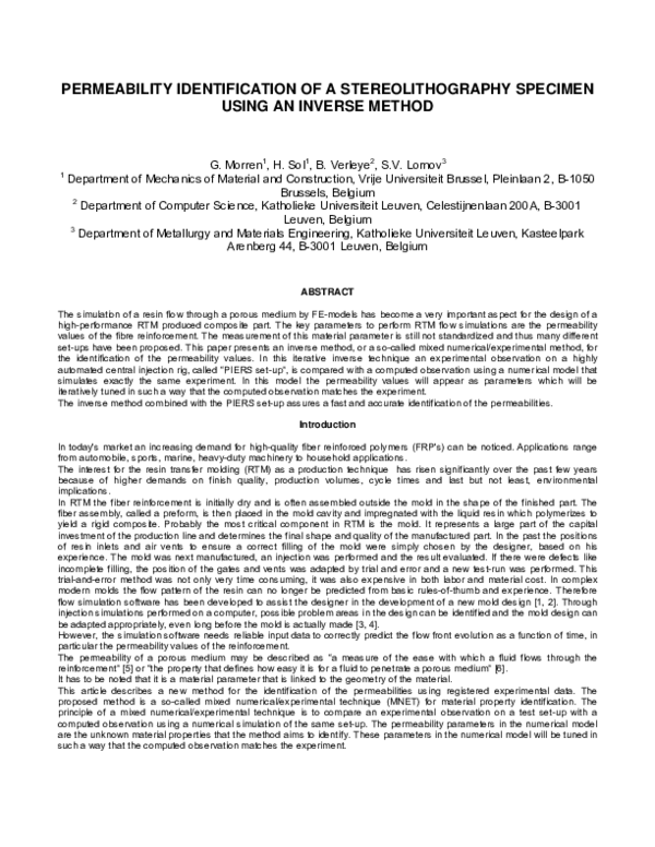 (PDF) Permeability Identification of a Stereolithography Specimen Using ...