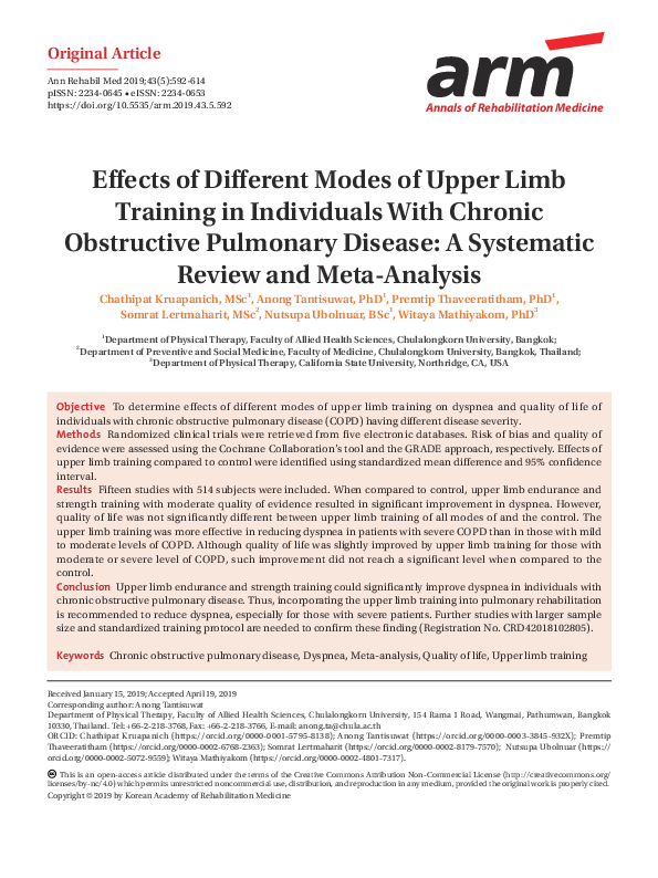 (PDF) Effects of Different Modes of Upper Limb Training in Individuals ...
