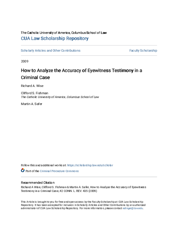 (PDF) How to analyze the accuracy of eyewitness testimony in a criminal ...