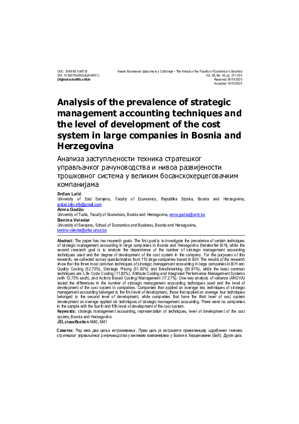 (PDF) Analysis of the prevalence of strategic management accounting ...