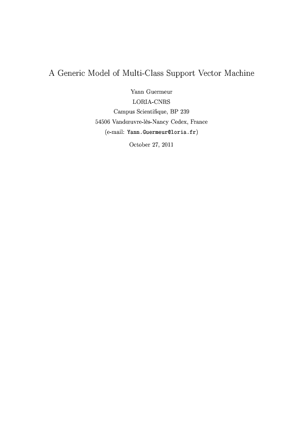 (PDF) A generic model of multi-class support vector machine