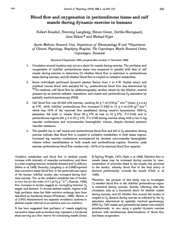 (PDF) Blood flow and oxygenation in peritendinous tissue and calf ...