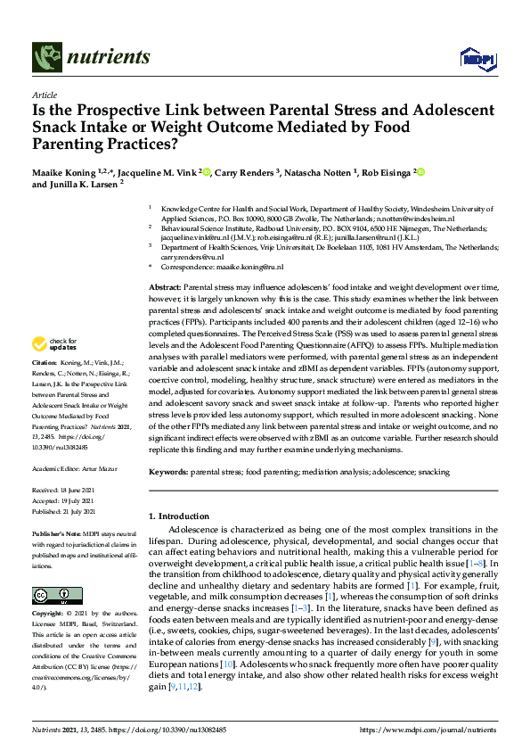 (PDF) Is the Prospective Link between Parental Stress and Adolescent ...