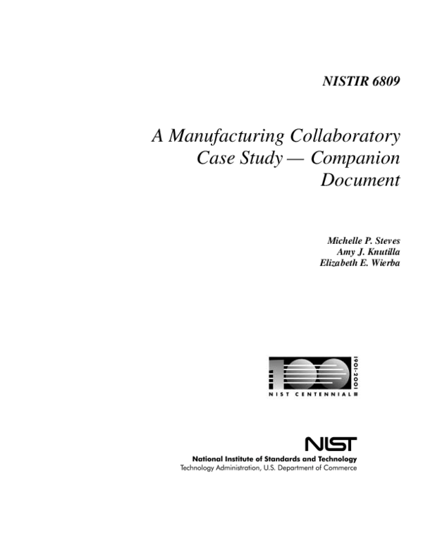 (PDF) A Manufacturing Collaboratory Case Study — Companion Document