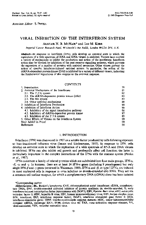 (PDF) Viral inhibition of the interferon system