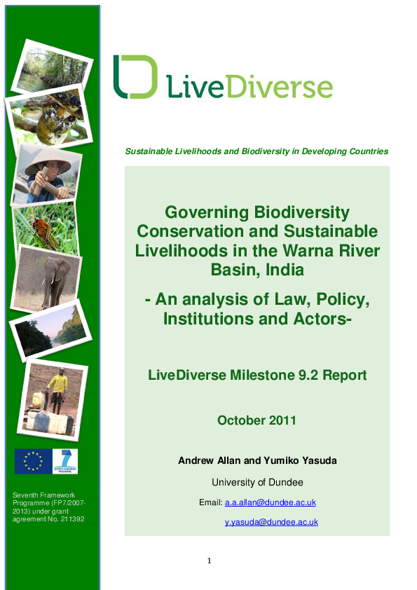 (PDF) Governing Biodiversity Conservation and Sustainable Livelihoods ...